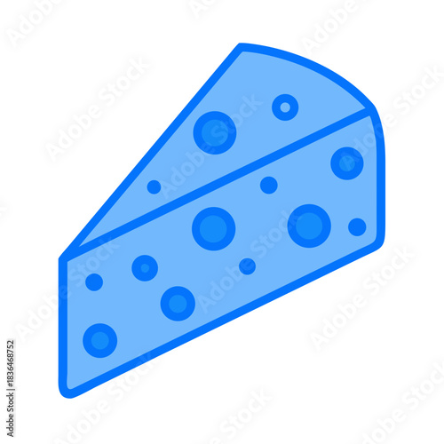 Blue cheese slice illustration on white background studio shot