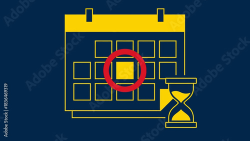 Important Date Highlighted on Calendar with Sand Timer for Time Management Planning
