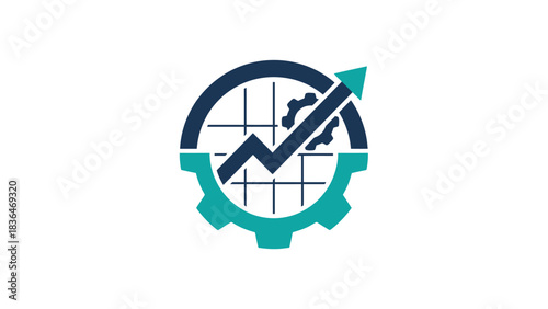 Strategic Business Growth Analytics Gear Icon Design