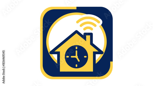 Modern Smart Home Time Management Connectivity Technology Logo Design