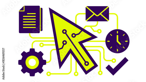 Interactive Digital Workflow Automation Technology Operations Illustration