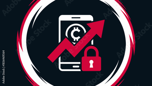 Secure Mobile Digital Currency Investment Growth Upward Arrow