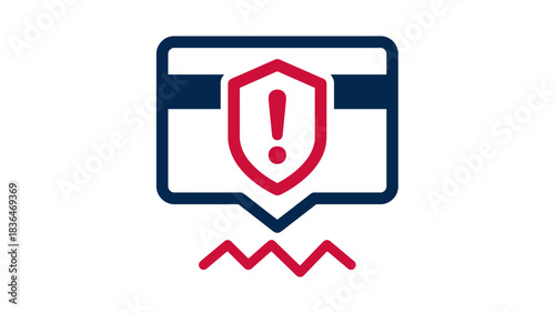 Credit Card Security Alert Icon with Exclamation Mark Shield