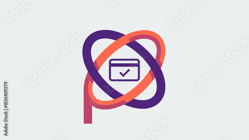 Abstract Secure Payment Card Icon Digital Transaction Confirmation Symbol