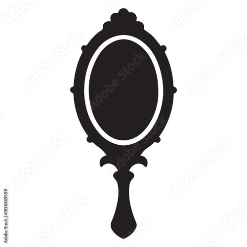 Classic Oval Hand Mirror Vector