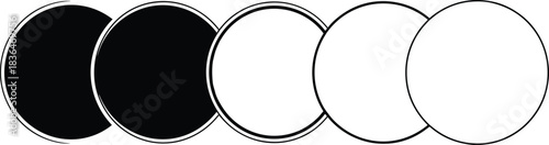 Minimalist Monochrome Five-Circle Progression Vector Icon Depicting Steps, Phase Change, Loading, or Status Transition, Suitable for Web Design and Business Infographics