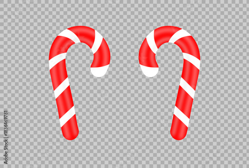 Festive Christmas candy cane duo on transparent background symbolizing holiday cheer and sweetness