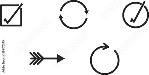 Check arrow refresh reload update .Recycle or rotation symbol in black 
