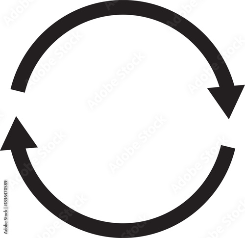 Check arrow refresh reload update .Recycle or rotation symbol in black 
