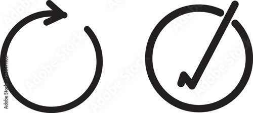 Check arrow refresh reload update .Recycle or rotation symbol in black 
