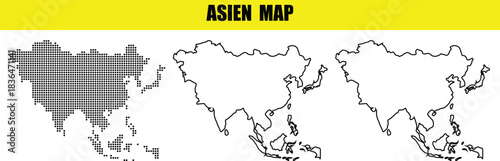 Vector of Asia map outline a vector illustration showing different styles useful for geography and travel infographics