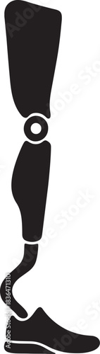 Prosthetic leg prototype vector illustration. Bionic leg silhouette