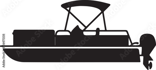 Pontoon Boat silhouette vector illustration