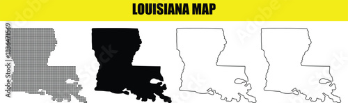 Vector of Louisiana state map in different styles vector illustration for infographic and design element isolated on white background