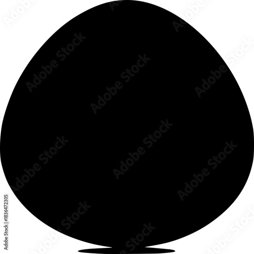 Silhouette of a perfect Egg: This image displays a solid black egg, presenting a minimalist design suitable for versatile applications.