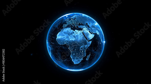 Wallpaper Mural Digital Earth Globe with Africa Visible Glowing on a Dark Background Technology Concept Torontodigital.ca