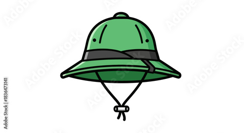 Simple Green Safari Hat Icon Isolated on White Background