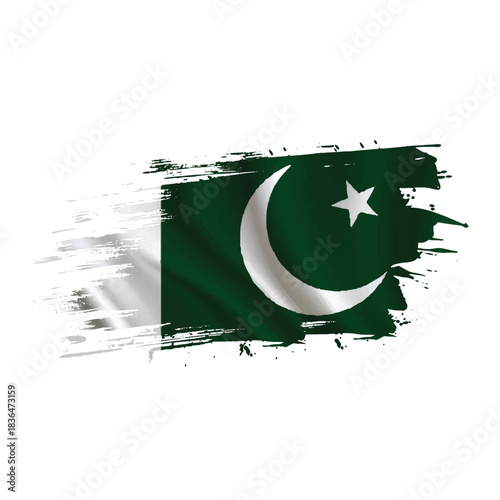 Pakistan Flag Brush Stroke, vector illustration