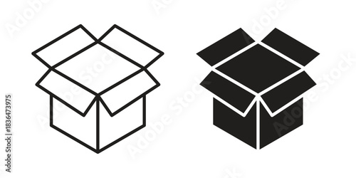 Open box icons vector collection for web designs. flat icons