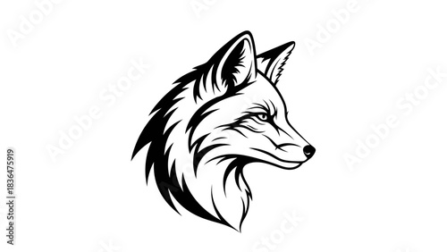 Fox Head Illustration – Wild Animal Mascot Logo in Bold Line Art Style