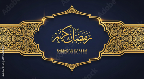 Wallpaper Mural Stunning gold Arabic calligraphy for Ramadan Kareem wishes on elegant dark blue background banner Torontodigital.ca