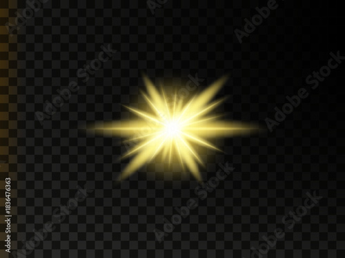 Golden Starburst Glow, Bright Burst of Light and Rays.