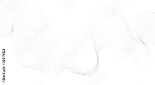 Stylized line art background. Vector illustration. Wave with lines created using blend tool. Abstract wave element for design. Digital frequency track equalizer.
