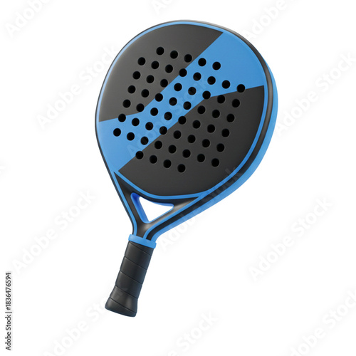3D Render of a Blue and Black Padel Racket