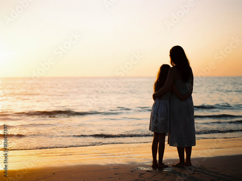 Silhouette mother holding child sunset copy space nature sky background family hope future mom baby looking horizon outdoors beautiful peaceful evening love emotion parenting atmospheric concept