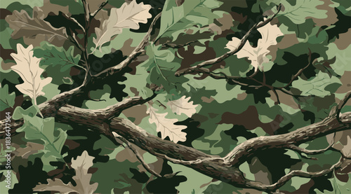 Real tree forest camouflage seamless pattern design pattern for hunting and military uniform. Hunting camouflage. Military  camouflage background.