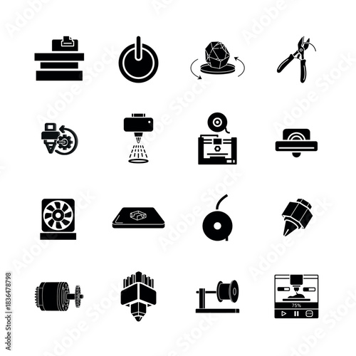 Professional 3D Printing Icons Pack for UI, Web & App Design