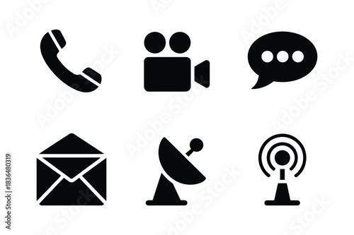 Collection of communication and technology icons