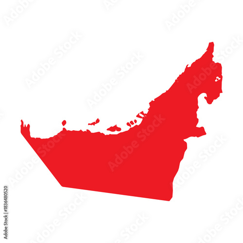 Abstract Red United Arab Emirates Simple Map