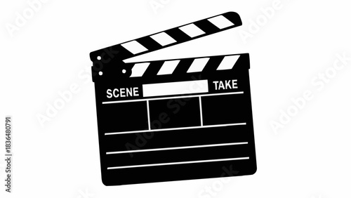 Black and white clapperboard for film production.