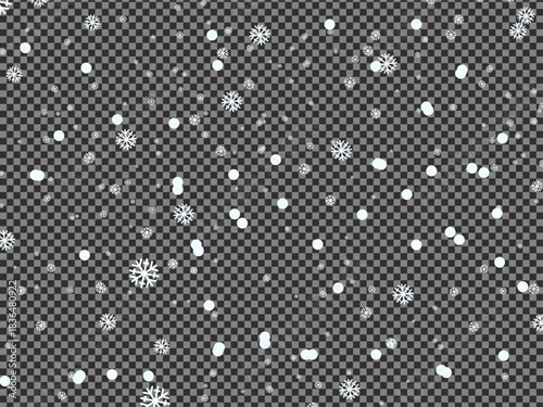 Falling Snowflakes Vector Background – Winter Frost Transparent Pattern