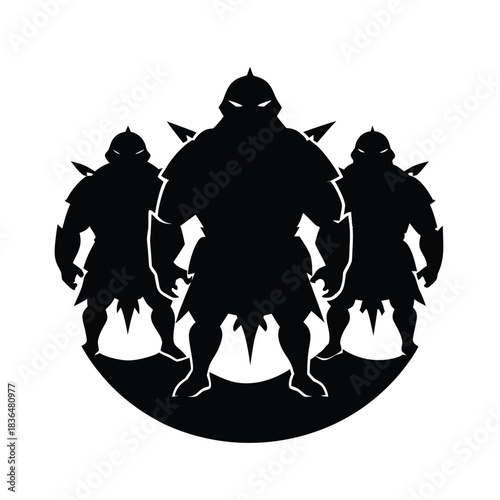 Turtle shell armor clan in circular defense formation silhouette