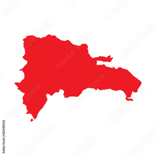Abstract Red Dominican Republic Simple Map
