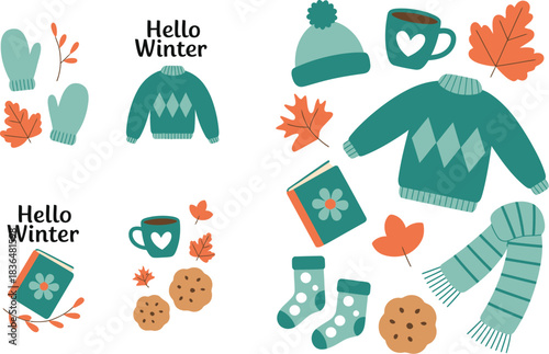 Cozy Winter Items Collection Illustration