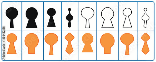 Keyhole icon set. premium door key hole. Shape of lock of door.Door key hole icons. Security, protection concept. Vector illustration isolated on white background