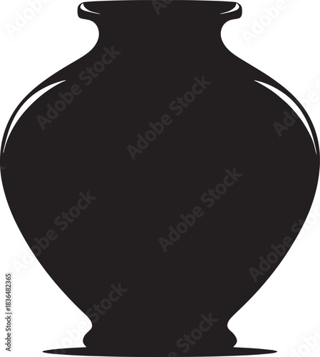 Elegant Black Silhouette of a Classic Vase Shape Ideal for Graphic Design and Decoration Projects