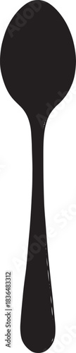 Elegant silhouette of a serving spoon on a white background featuring a classic design for dining and kitchenware elements