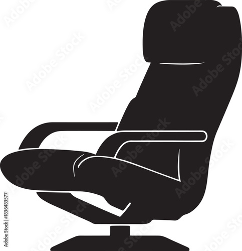 Executive Office Chair Silhouette Vector Illustration Providing Comfort for Work and Relaxation in Black and White
