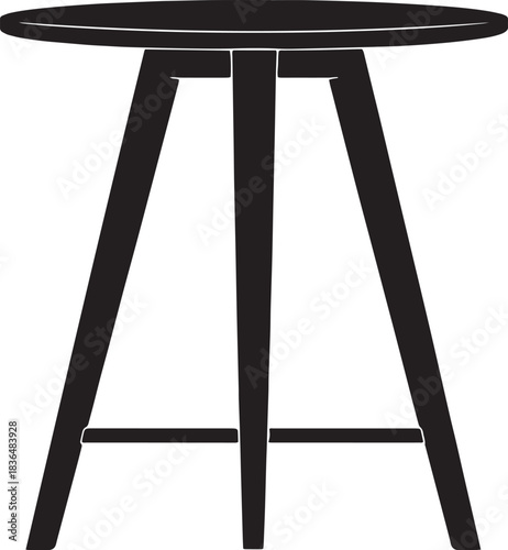 Minimalist Bar Stool Illustration with Three Legs and Round Top Design Aesthetic Furniture Piece