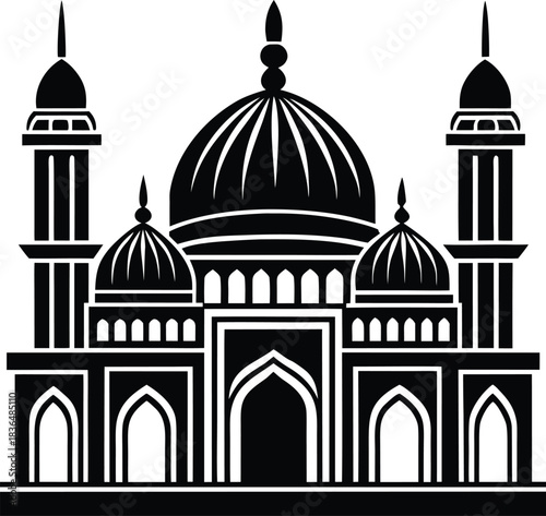 Arabian Mosque Silhouette Illustration.