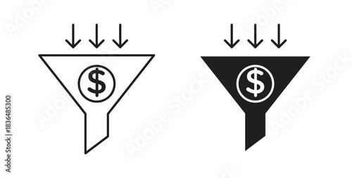 Sales funnel icon symbol. Vector EPS 10. line and glyph icon