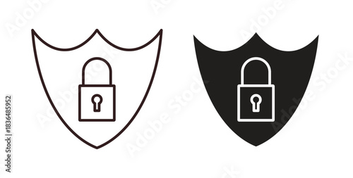 Shield lock icon symbol. Vector EPS 10. line and glyph icon