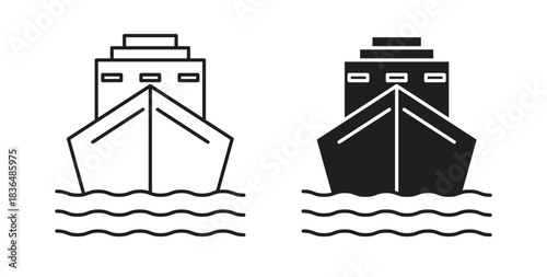 Ship icon symbol. Vector EPS 10. line and glyph icon