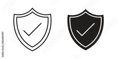 Shield check mark icon symbol. Vector EPS 10. line and glyph icon