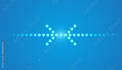 Two dotted blue arrows facing each other, symbolizing negotiation, balance, or market convergence. Arrows moving concepts for tecthnology and Finance vector design