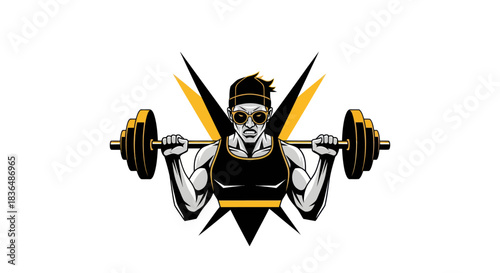Athlete lifting barbell vector illustration of fitness and strength